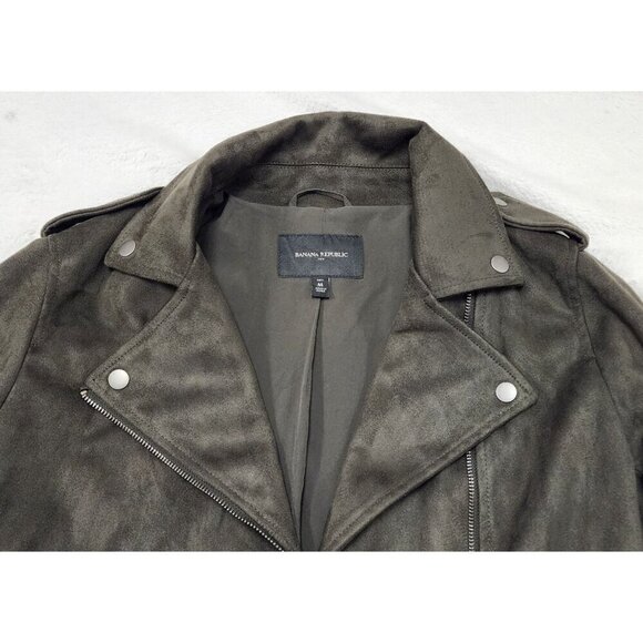 Banana Republic Faux Vegan Suede Moto Jacket Brown Medium - Picture 5 of 7